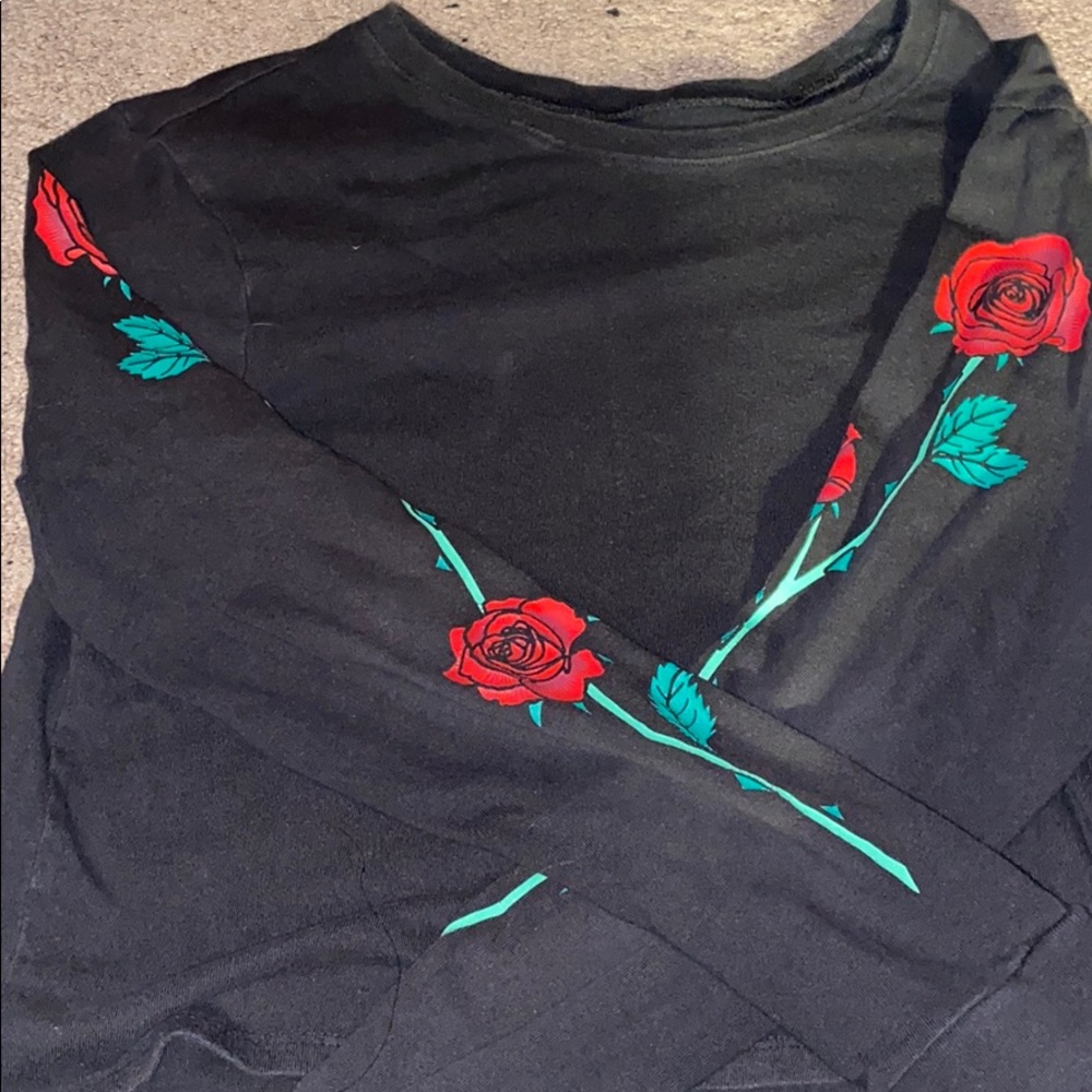 Hollister embroidered roses long sleeve
